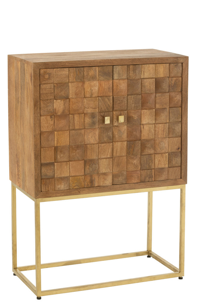 J-LINE KAST OP VOET NINO METAAL/MANGOHOUT NATUUR/GOUD