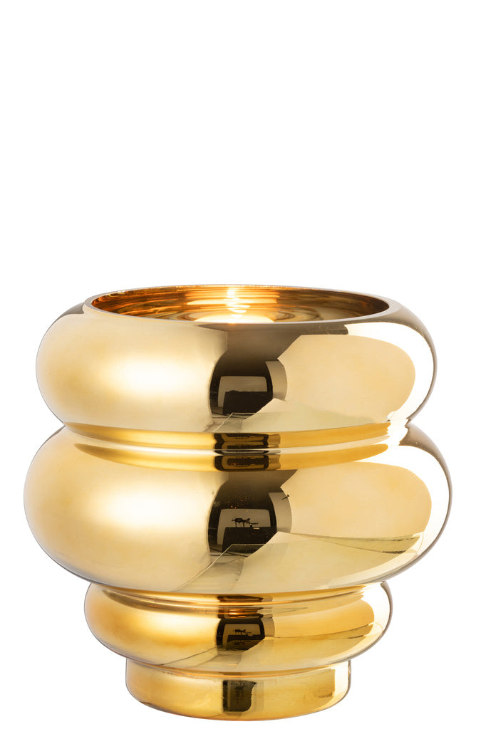 J-LINE THEELICHTHOUDER/VAAS CLÉA – GLAS GOUD