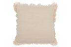 J-LINE KUSSEN MET FRANJES KATOEN MUSLIN LICHTBEIGE
