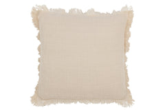  J-LINE KUSSEN MET FRANJES KATOEN MUSLIN LICHTBEIGE