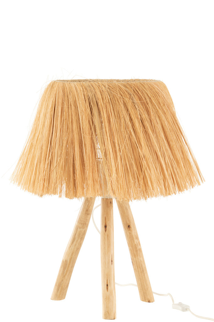 J-LINE TAFELLAMP BAHAMAS HOUT/GRAS NATUREL
