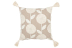 J-LINE KUSSEN FLOWERS/LEAVES – KATOEN – TAUPE/BEIGE – 45 CM