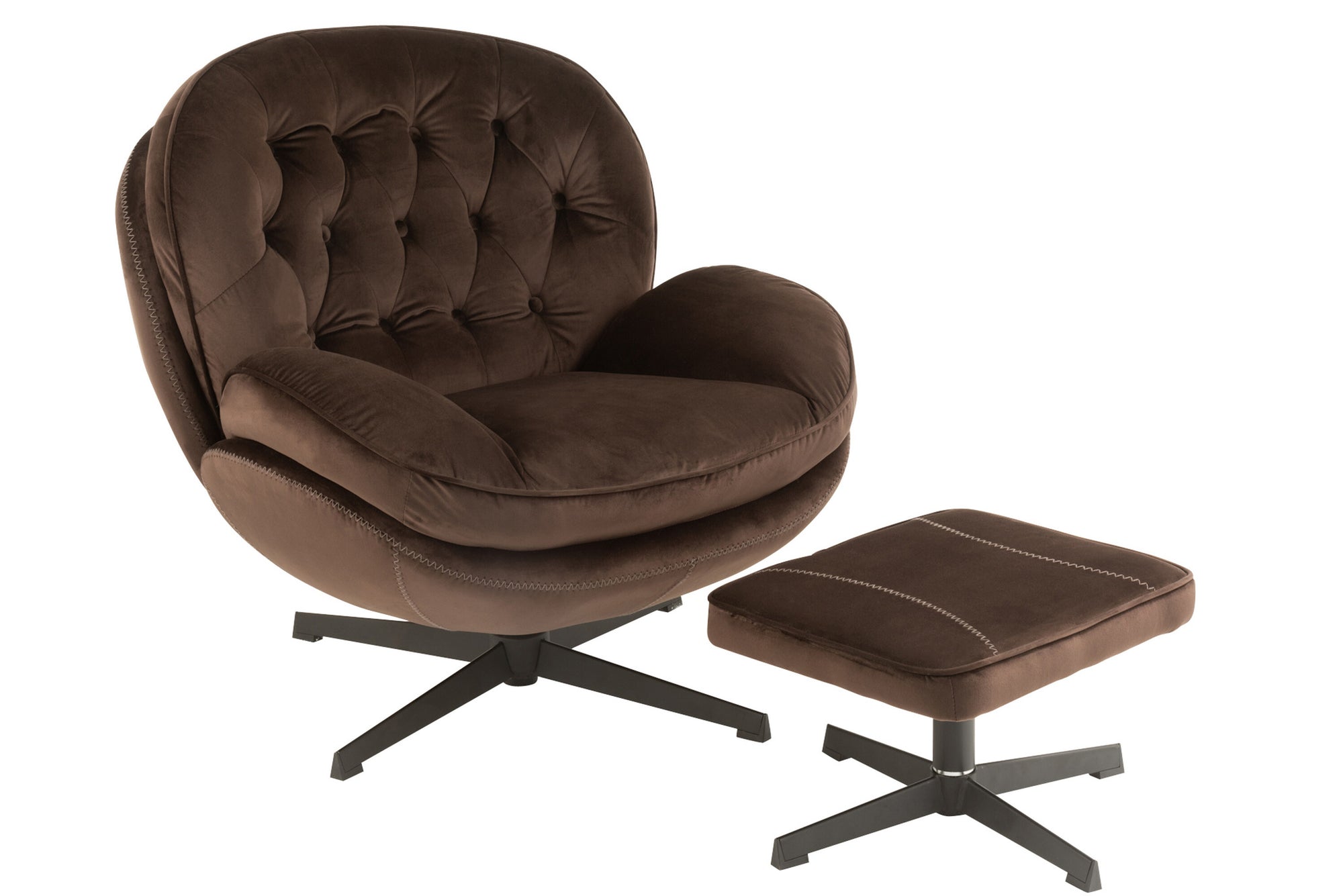 Relax Sofa+ voetenbank metaal/textiel donkerbruin
