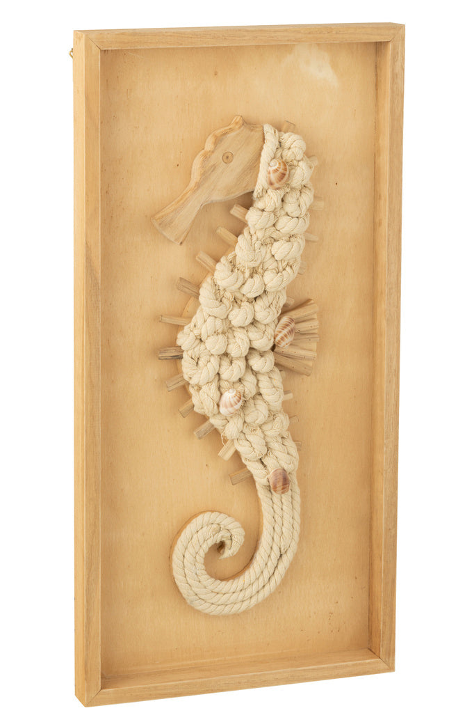 J-LINE WANDDECORATIE ZEEPAARDJE HOUT NATUUR