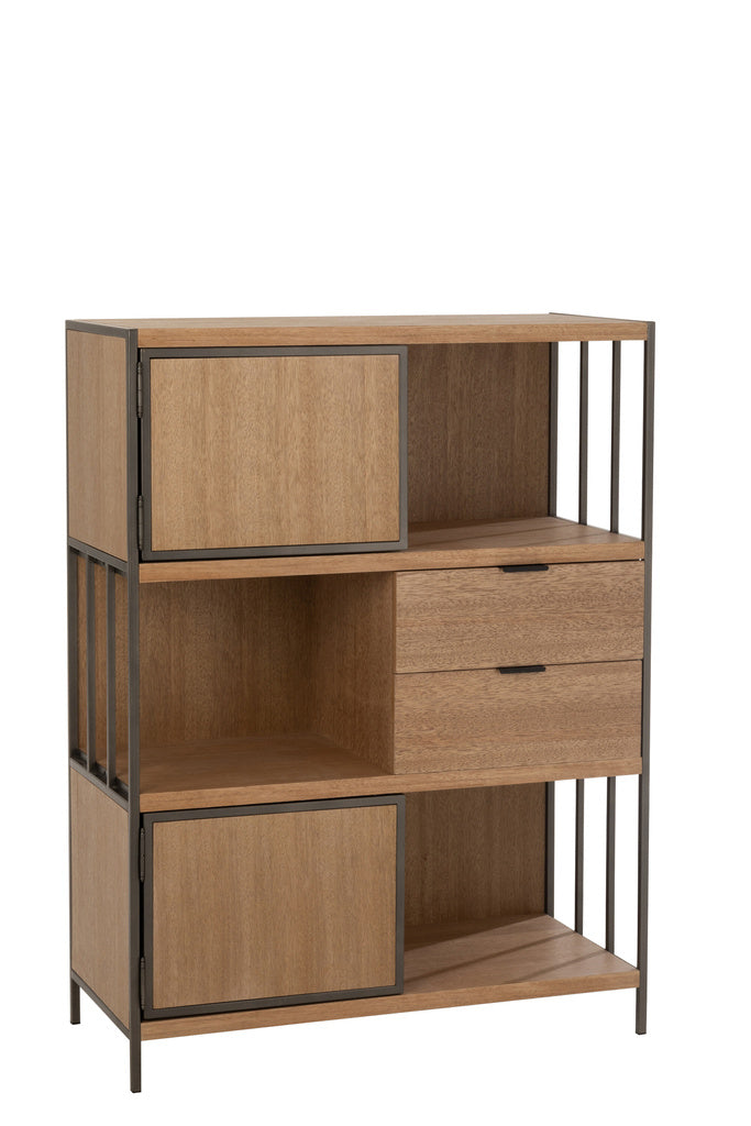 J-LINE KAST MET VERSCHILLENDE COMPARTIMENTEN HOUT/METAAL NATURAL
