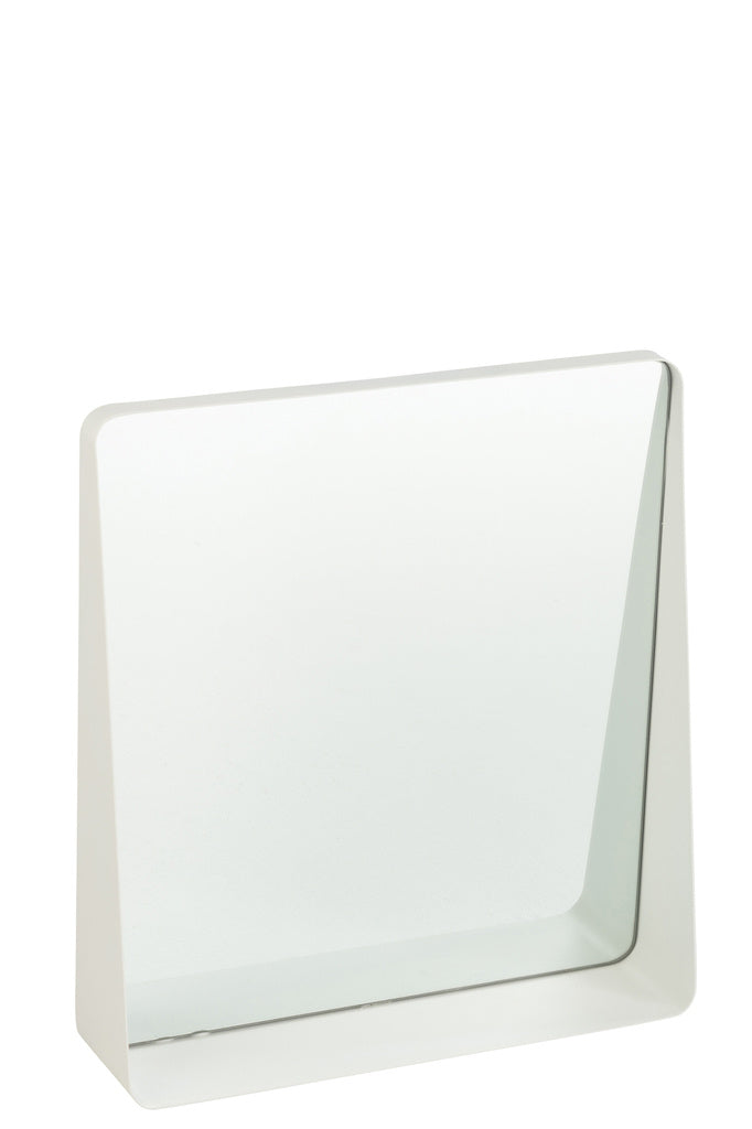J-LINE WANDSPIEGEL VIERKANT METAAL/GLAS WIT