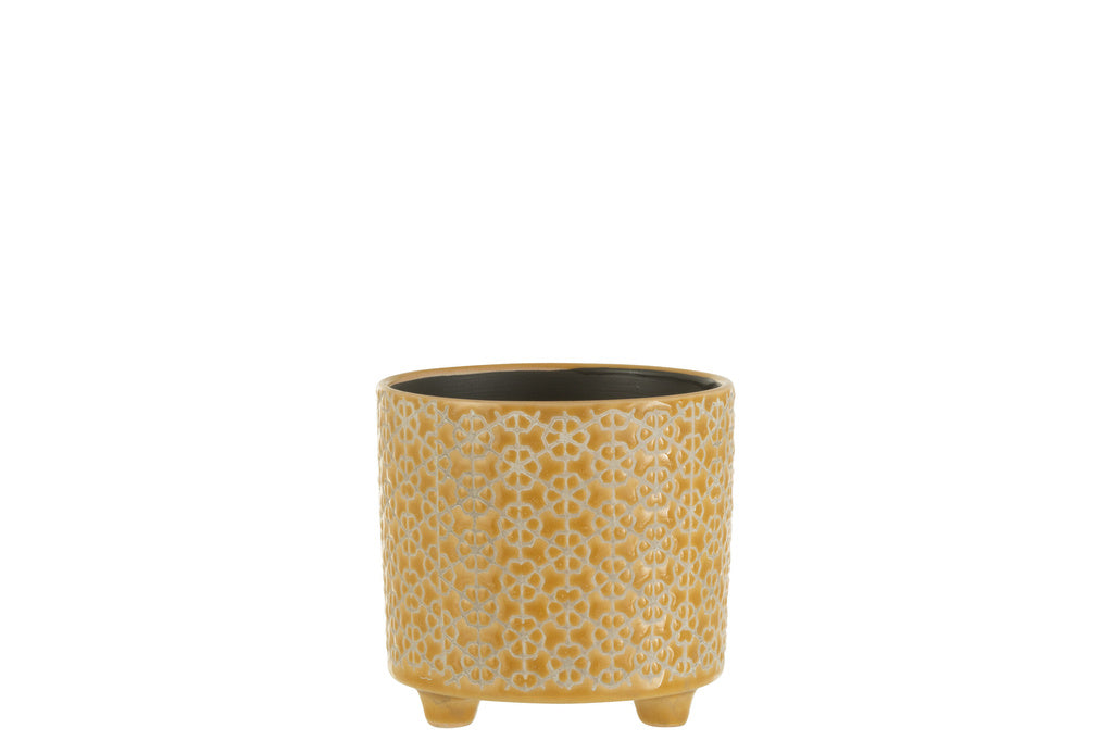J-LINE BLOEMPOT FLOWER KERAMIEK OCHER SMALL