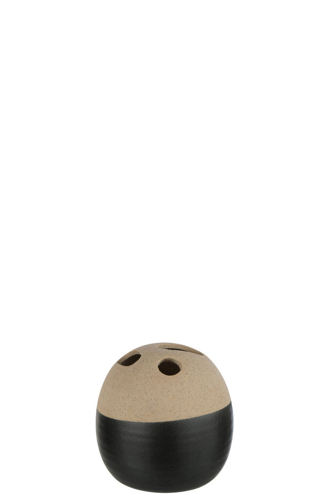 J-LINE VAAS BAL – KERAMIEK BEIGE/ZWART – SMALL