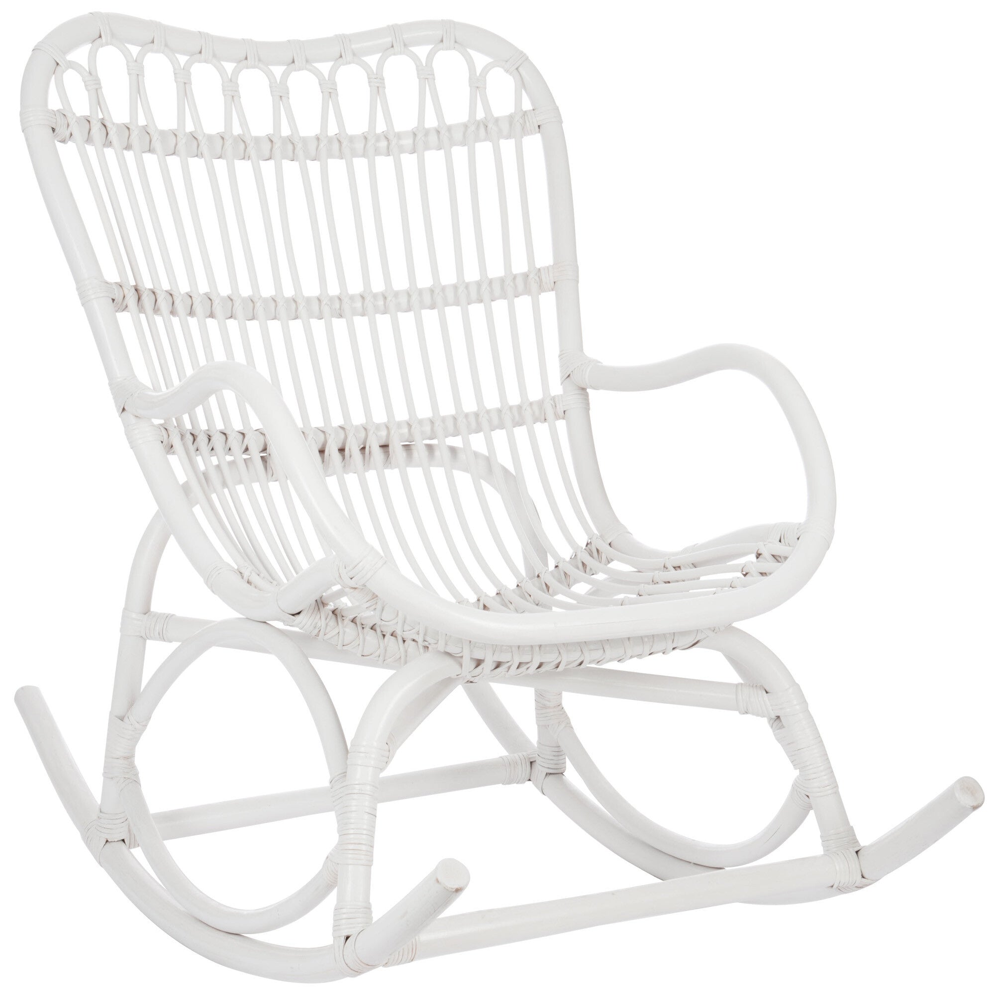 Witte rotan schommelstoel