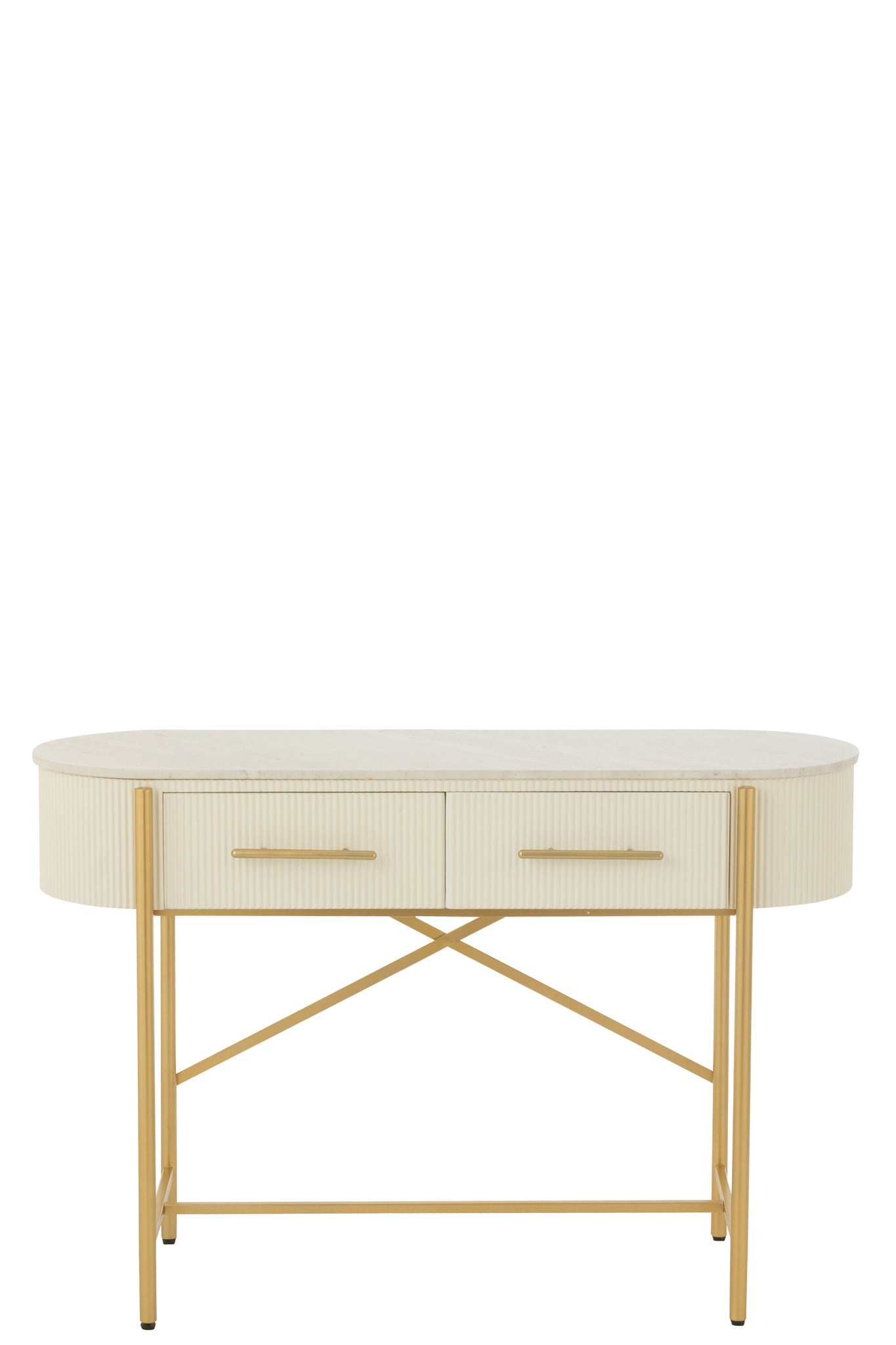 Console Mdf/Marmer/Metaal Wit/Goudkleurig