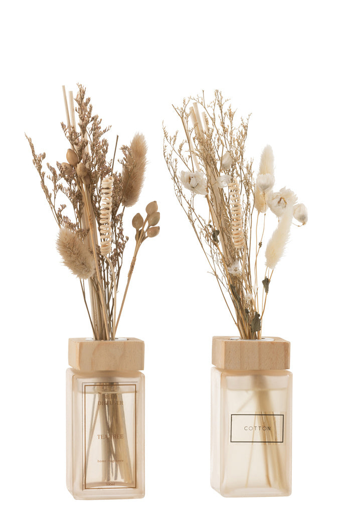 J-LINE GEURIGE OLIE + BLOEMENTAKKEN NATURAL SET VAN 2