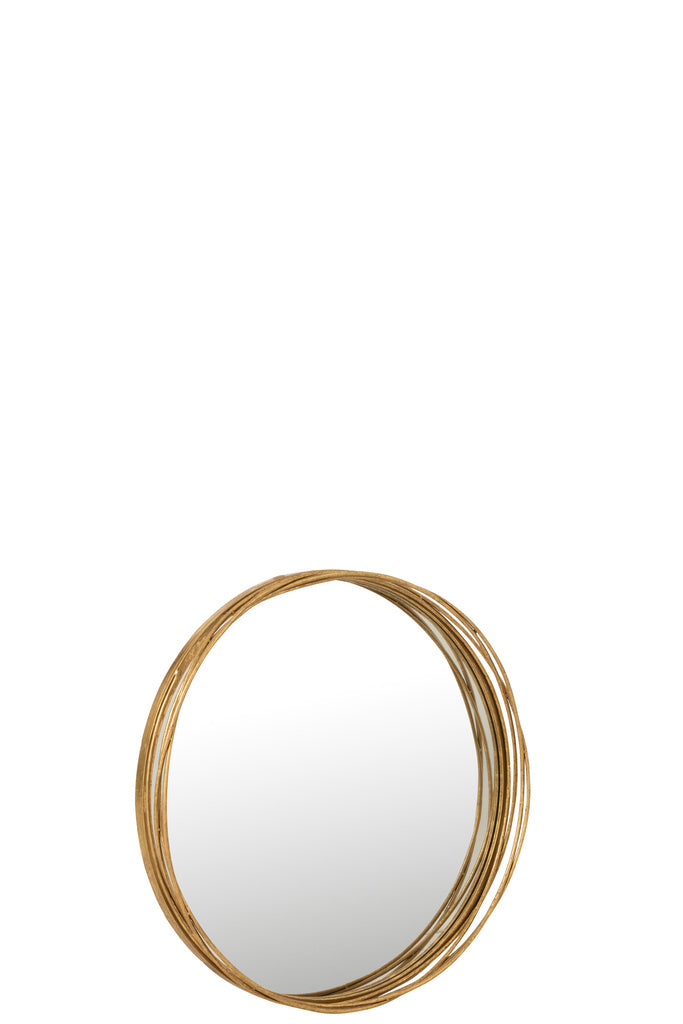 J-LINE RONDE SPIEGEL AURORA IJZER/GLAS GOUD KLEIN