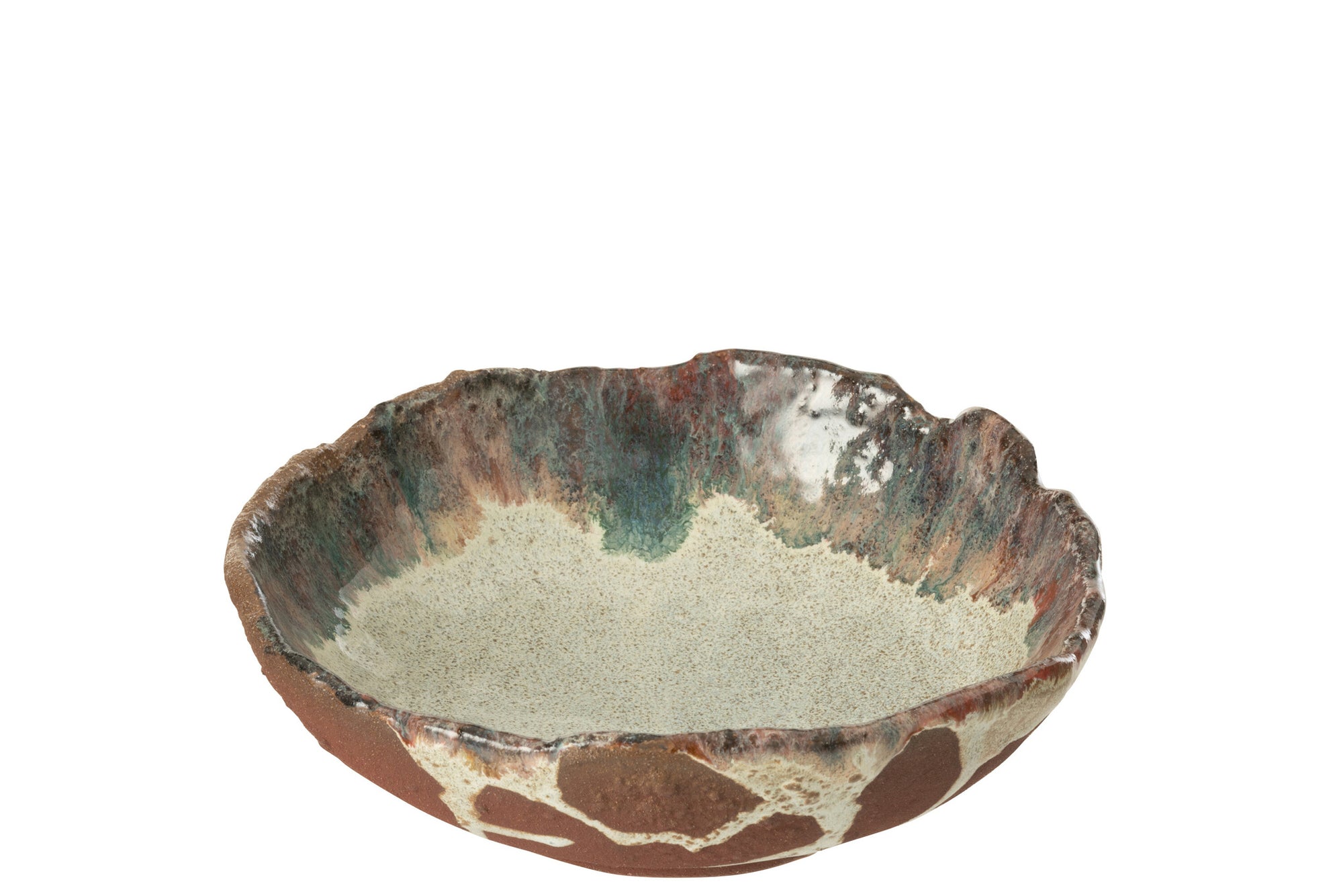 J-LINE TRAY DECORATIEVE NAGA KERAMIEK ROESTBRUIN MEDIUM