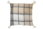 Kussen met kwastjes van polyester in het beige.