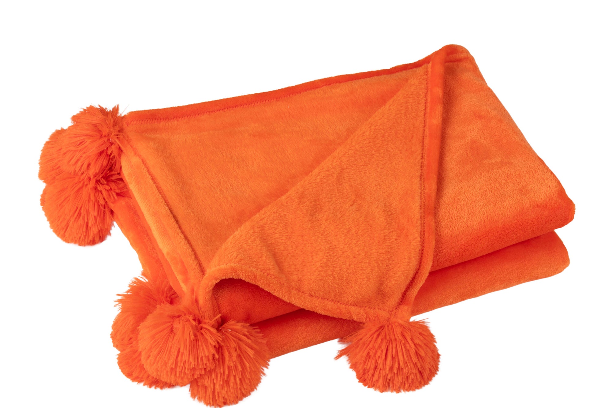 J-LINE PLAID POMPOM POLYESTER FELORANJE