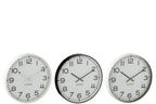 J-LINE WANDKLOK ROND – PLASTIC WIT/ZWART GROOT (ASSORTIMENT VAN 3)
