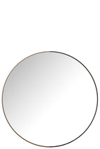 J-LINE RONDE SPIEGEL METAAL/HOUT ZWART LARGE