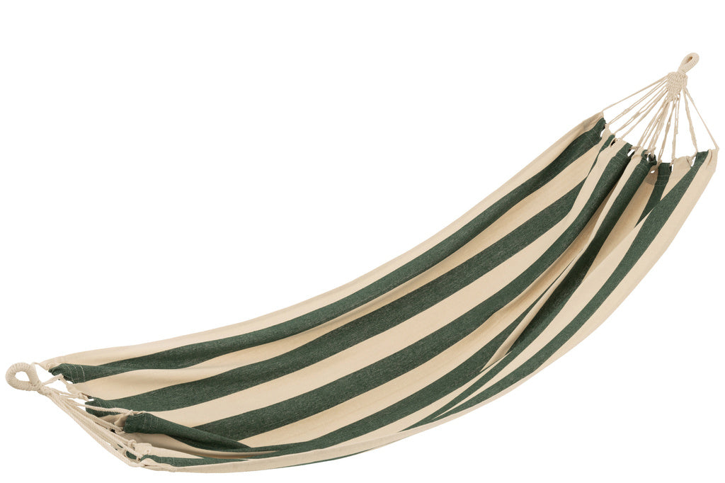 J-LINE HANGMAT GROTE STREPEN – KATOEN/POLYESTER DONKERGROEN/ECRU