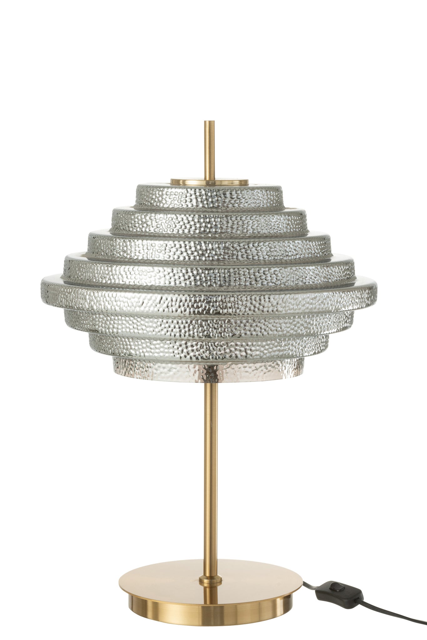 Tafellamp LED goudkleurig metaal/gerookt glas