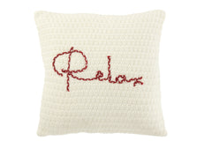 J-LINE KUSSEN GEBREID RELAX POLYESTER/ACRYL WIT/ROOD