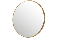 Ronde spiegel met hoge rand, metaal/glas, goud, groot