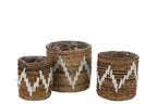J-LINE SET VAN 3 MANDEN FANNY BANANENBLAD NATUREL/WIT