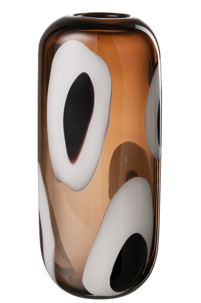 J-LINE VAZE IZZY – GLAS WIT/BRUIN GROOT