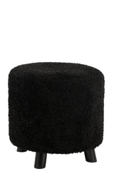 Poef Schapenpoot Polyester Zwart