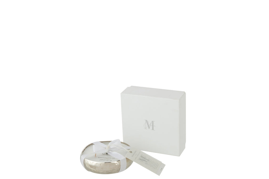 J-Line Scented Candle Livia Metal Silver Small