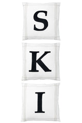 Kussen S-K-I Katoen Wit Set van 3