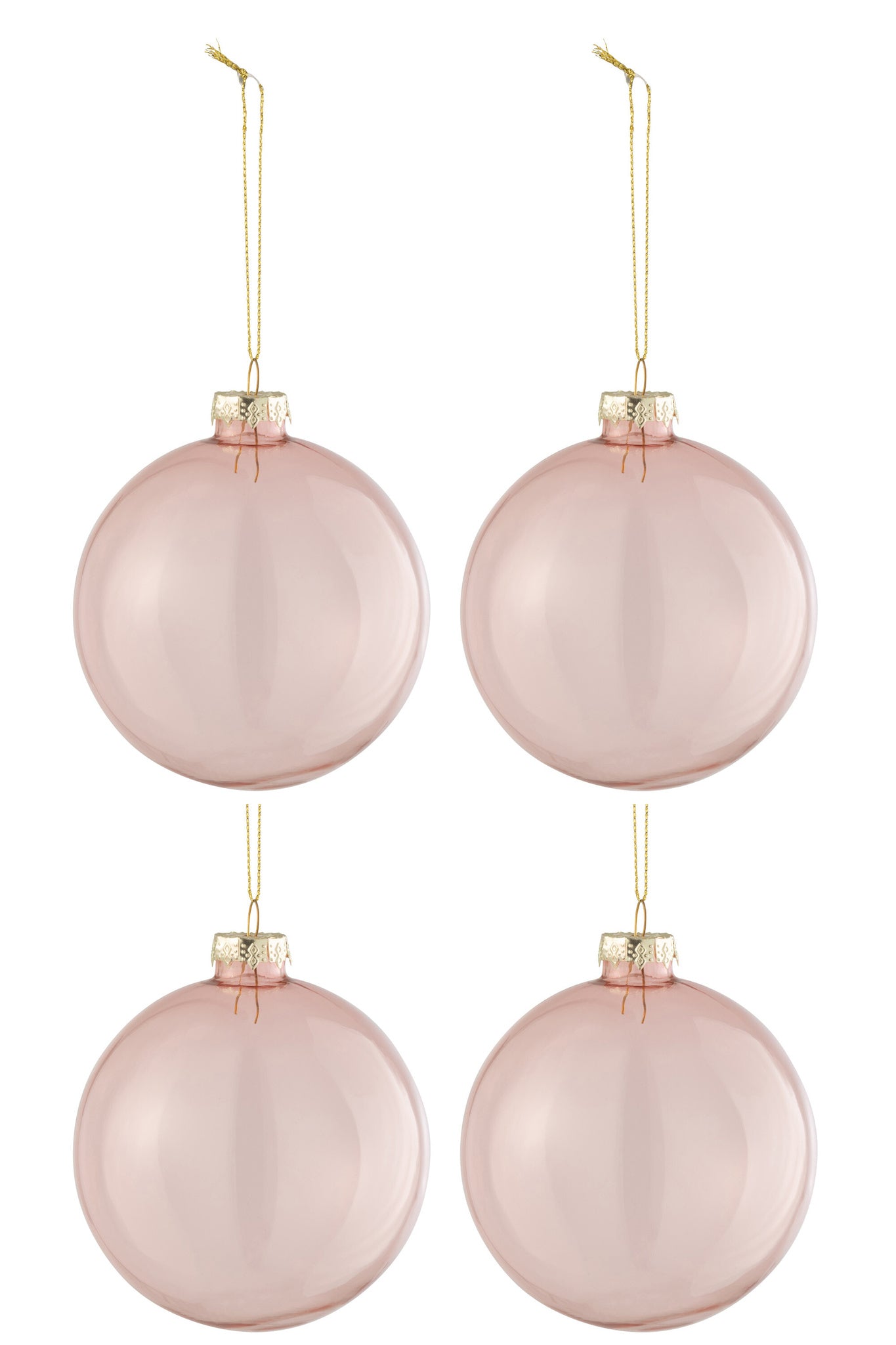 J-LINE DOOS VAN 4 KERSTBALLEN REGULIER TRANSPARANT LICHTROZE MEDIUM