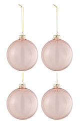 J-LINE DOOS VAN 4 KERSTBALLEN REGULIER TRANSPARANT LICHTROZE MEDIUM