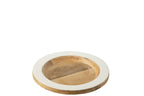 Decoratieve dienbladrand rond mangohout wit/natuurlijk klein