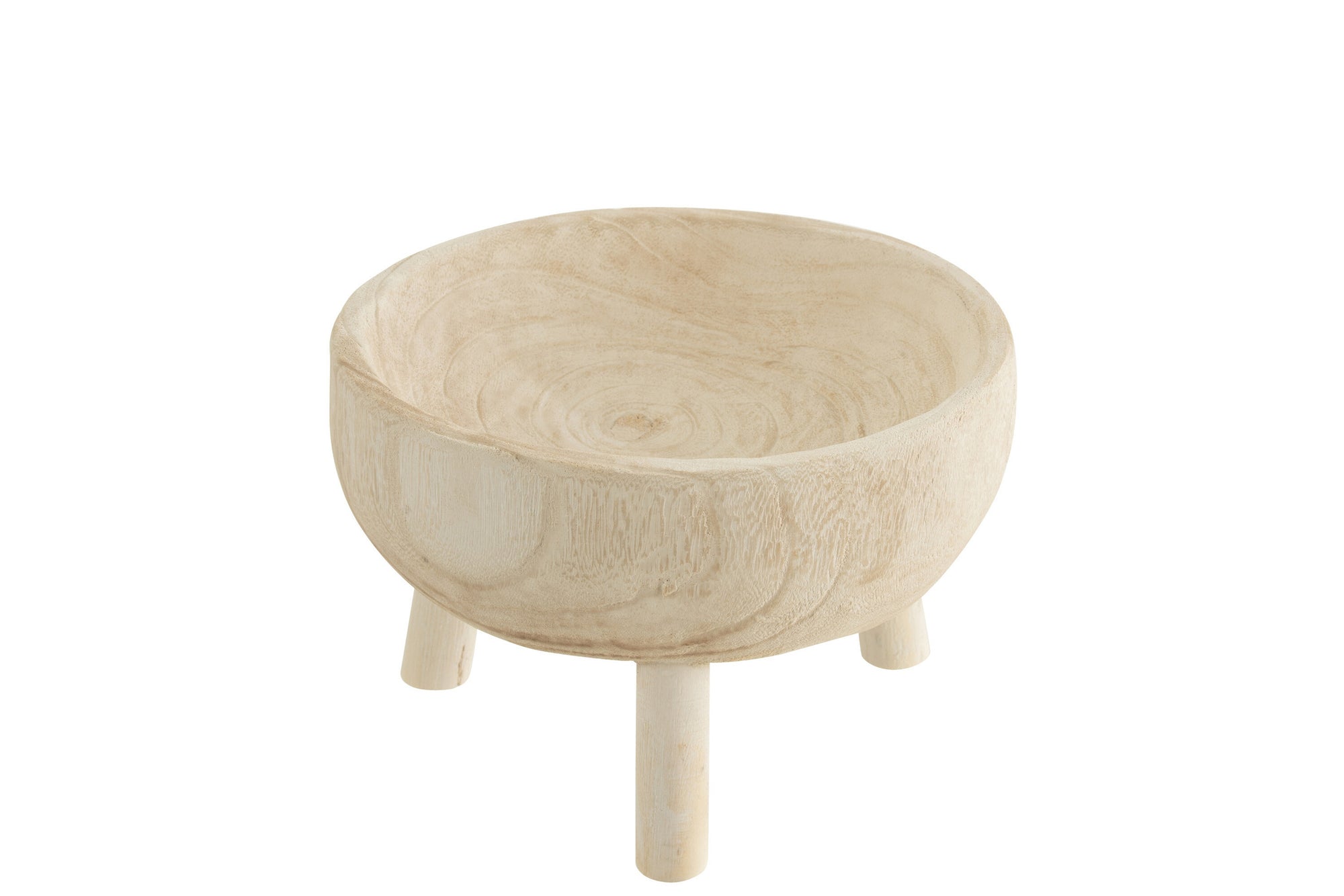 Kom met driepoot Paulownia hout wit