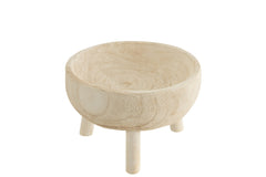 Kom met driepoot Paulownia hout wit