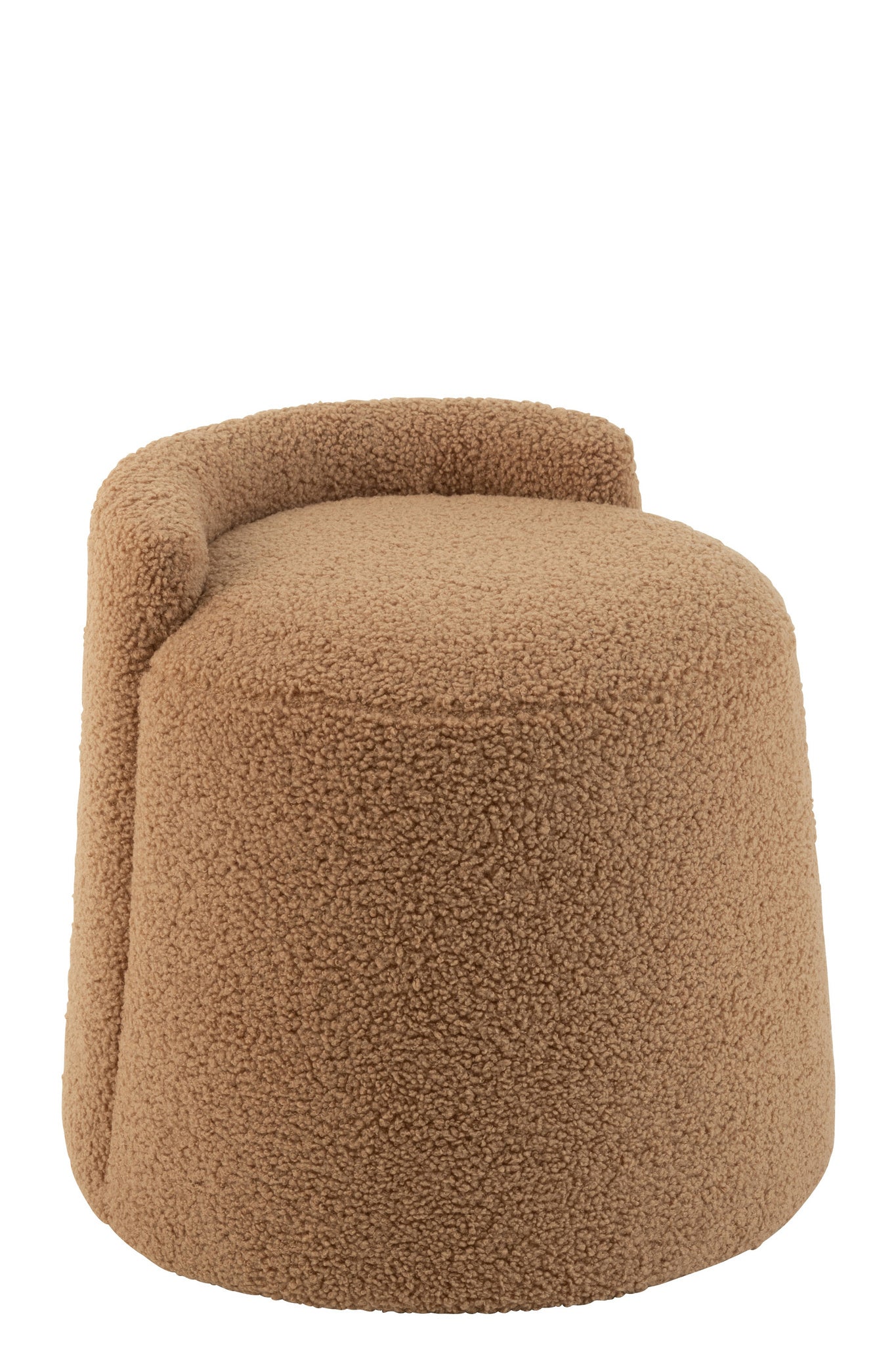 Poef Teddy Rond+Rugleuning Bouclé Camel
