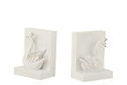 J-LINE BOEKSTEUN POLY WIT/ZILVER – SET VAN 2