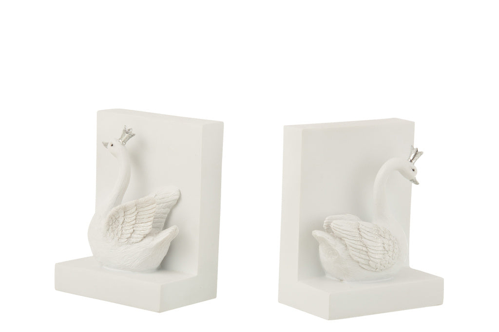 J-LINE BOEKSTEUN POLY WIT/ZILVER – SET VAN 2