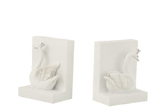 J-LINE BOEKSTEUN POLY WIT/ZILVER – SET VAN 2