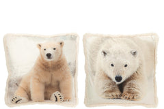 Kussen IJsbeer Polyester Off-White/Beige Groot Assortiment Van 2