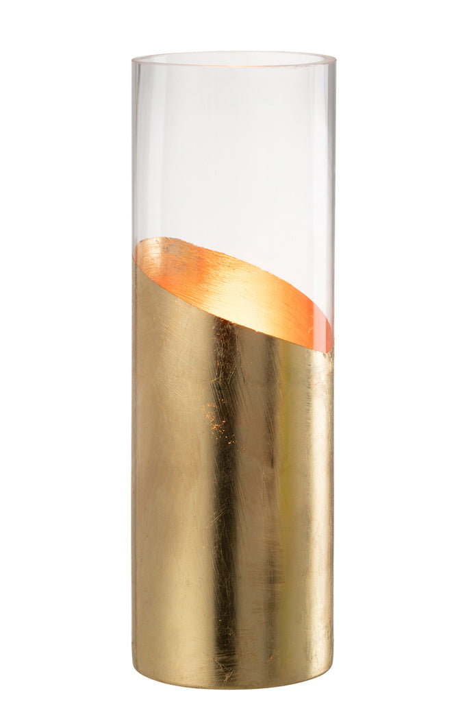 J-LINE WINDLICHT MOA GLAS TRANSPARANT/GOUD LARGE
