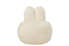 Bontkruk met konijnenoren, wit hout