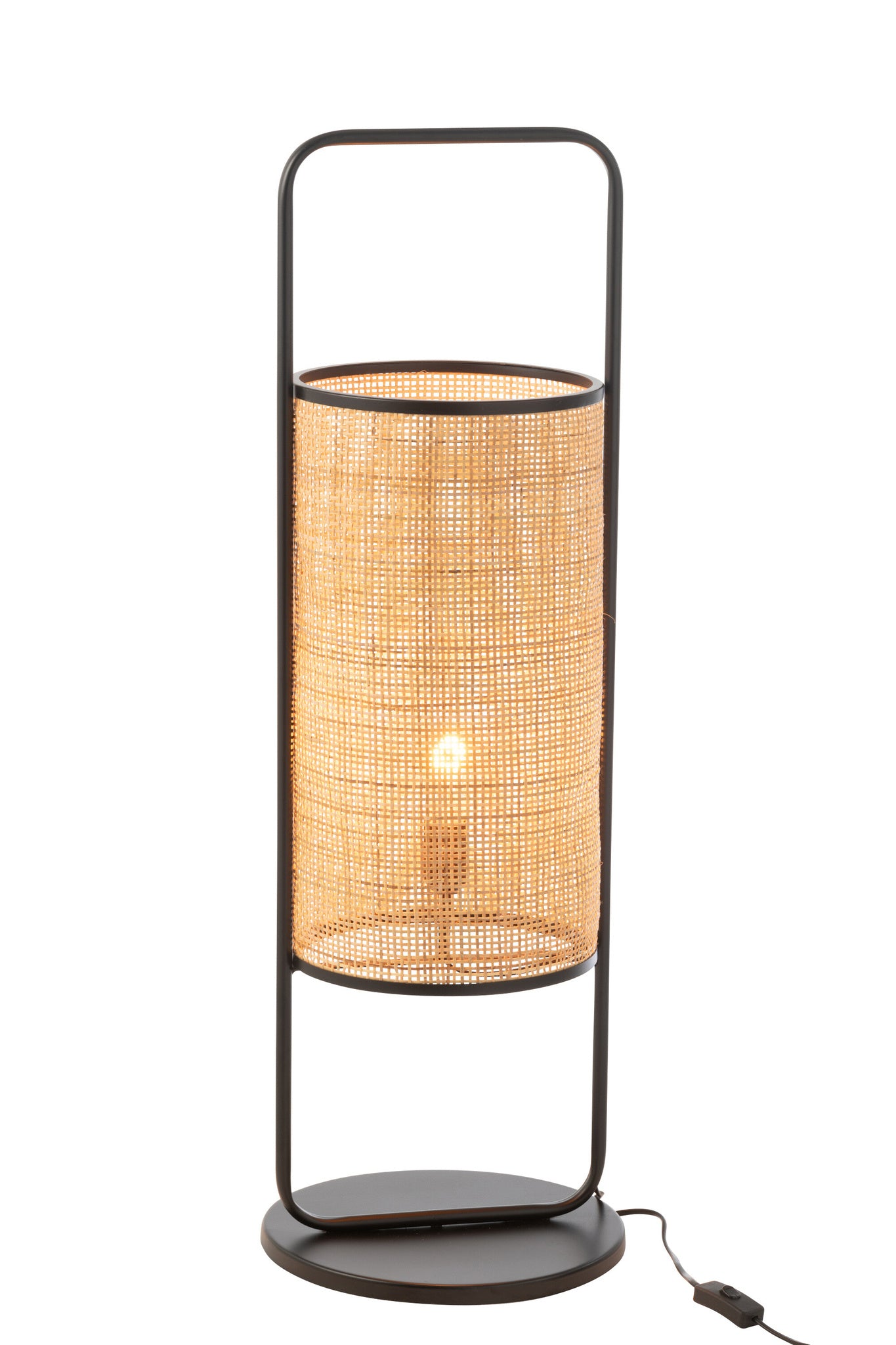 Lamp op voet Elton Metaal/Rotan Zwart/Naturel Groot