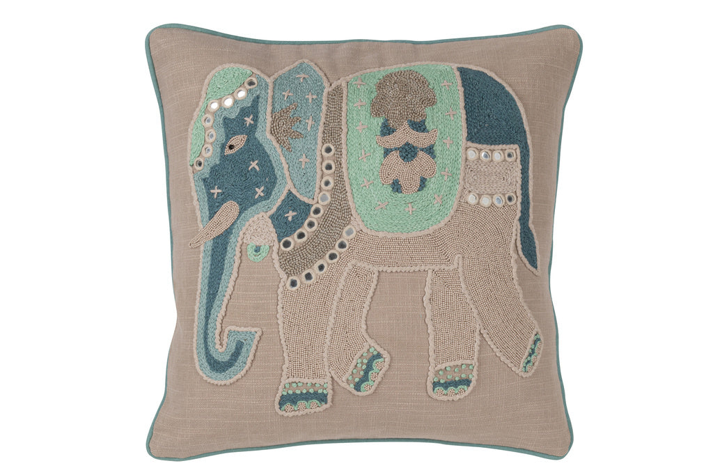 J-LINE KUSSEN OLIFANT – KATOEN – GRIJS/BLAUW – 45 CM
