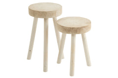 Set van 2 krukken van paulowniahout, wit