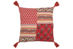 J-LINE KUSSEN BLOEMEN + KWASTJES – KATOEN – ROOD – 45 CM