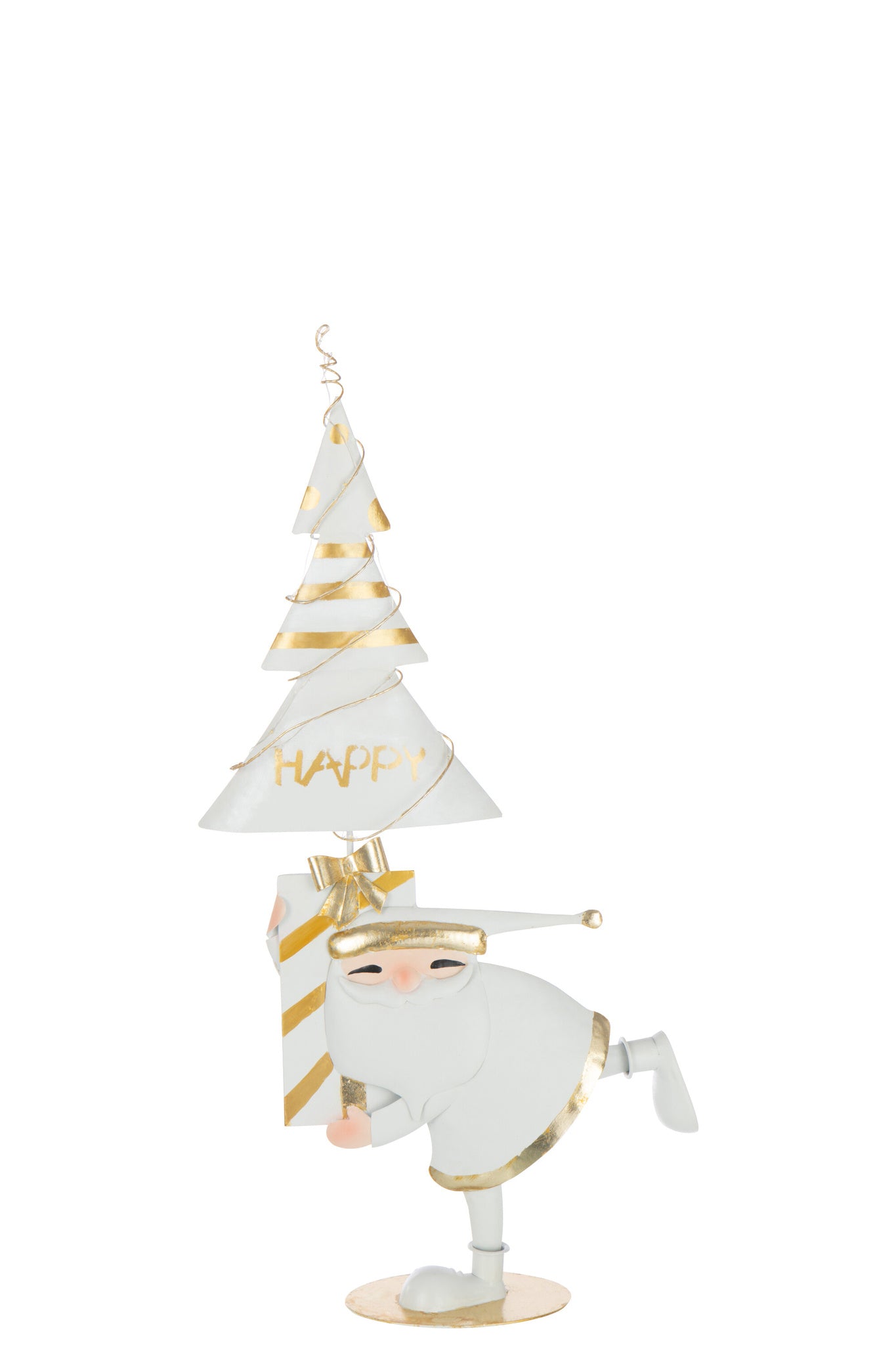  J-LINE KERSTMAN LED BOOM IJZER GOUDKLEURIG/WIT KLEIN