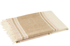 J-LINE GERUITE STREPEN+FRANJES LICHTROZE/WIT/BEIGE