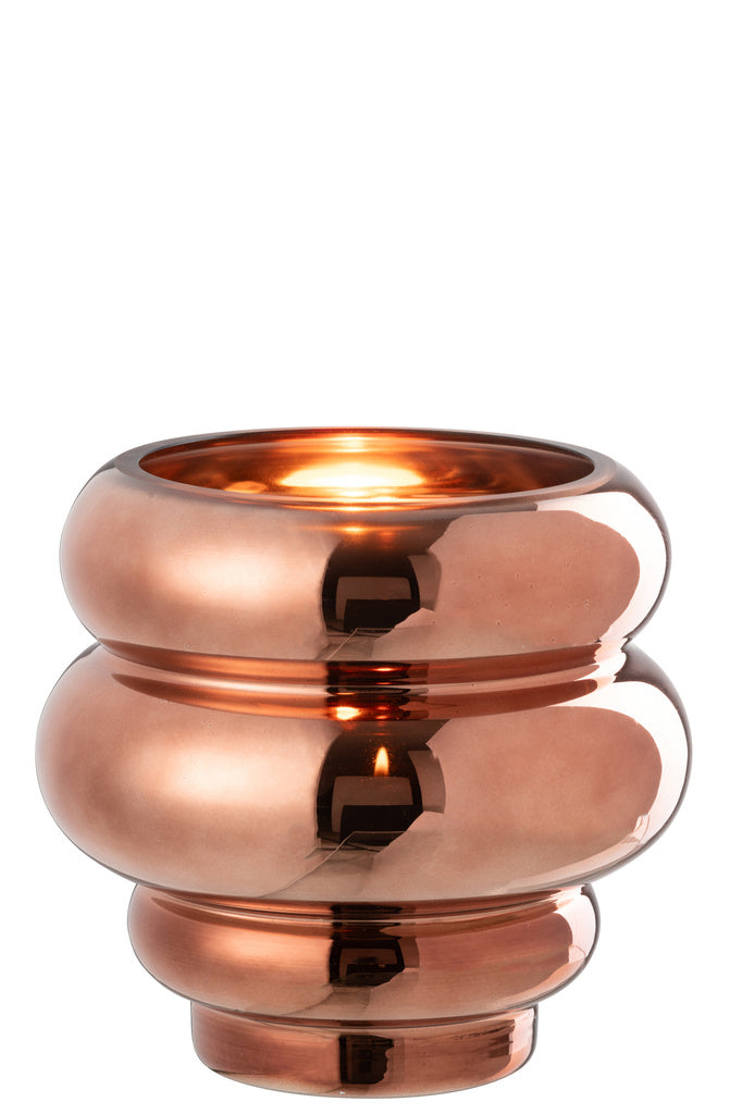 J-LINE THEELICHTHOUDER/VAAS CLÉA – GLAS BRUIN