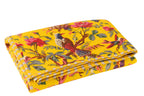 Geruite Vogels/Bloemen Katoenen Fluweel Geel